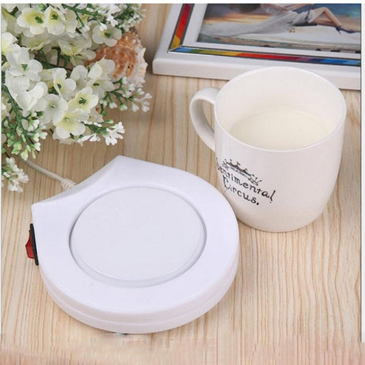 Beverage Heater Tray Pad Milk Tea Coffee Mug Hot Drinks Cup Heater, Shape:Round(White) by bashfashion