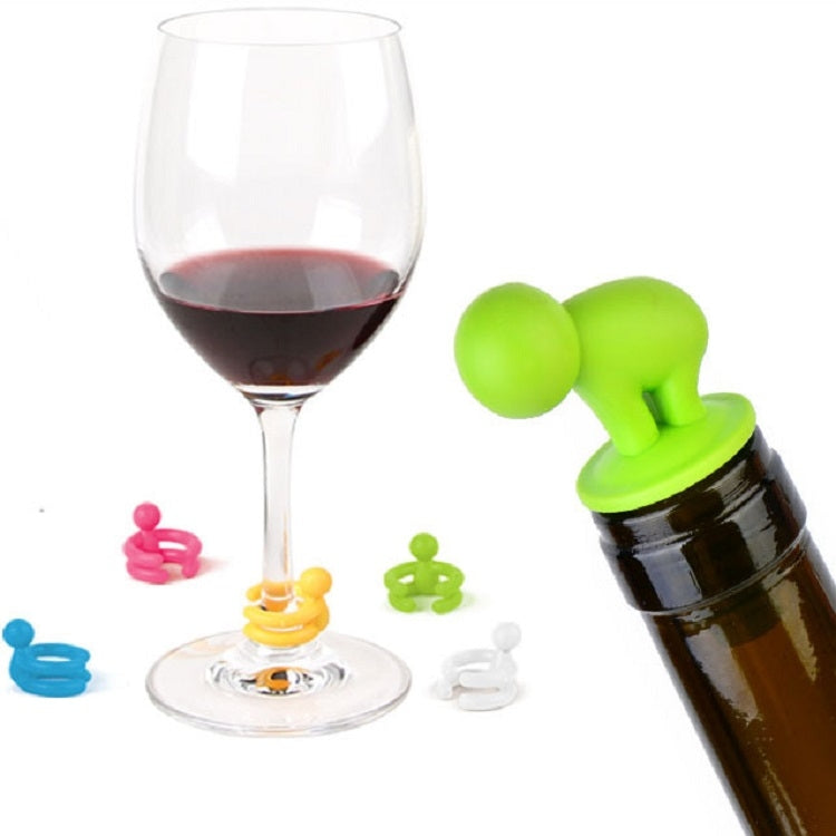 7 in 1 Cartoon Silicone Sealed Spiral Red Wine Stopper + Cup Feet Set, Random Color Delivery by bashfashion