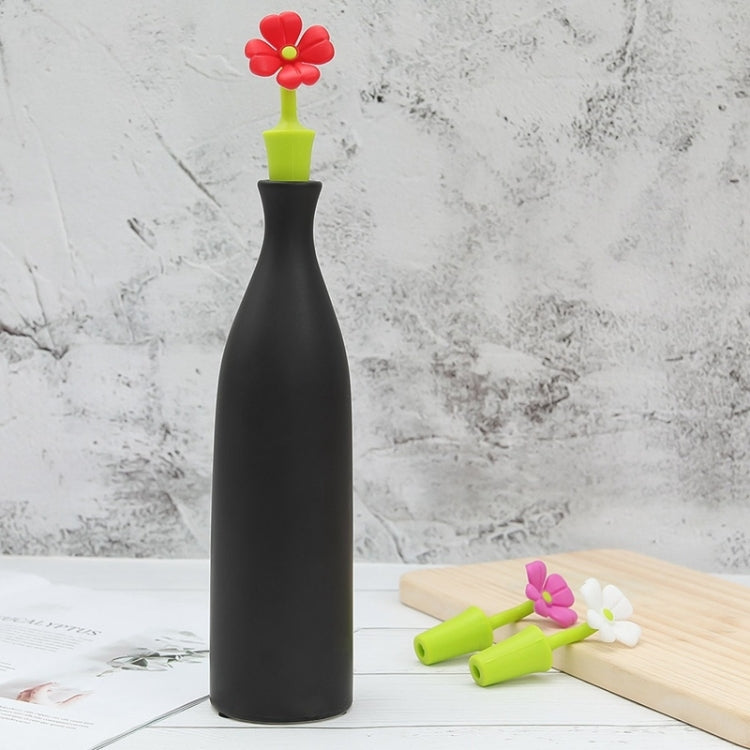 3 PCS Creative Wine Drink Preservation Stopper Flower Silicone Wine Stopper(Red Rose) by bashfashion