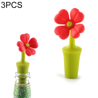 3 PCS Creative Wine Drink Preservation Stopper Flower Silicone Wine Stopper(Red Sun Flower) by bashfashion
