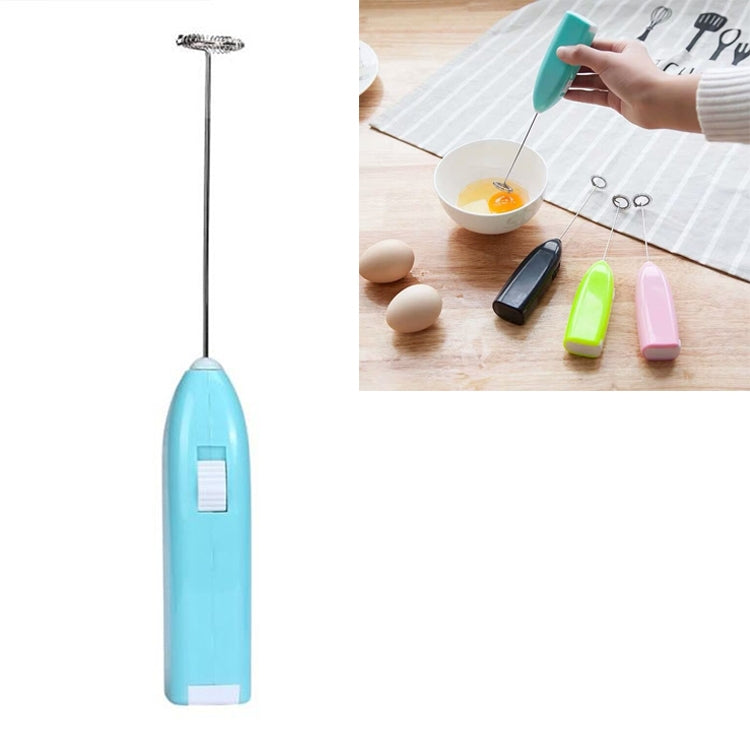 Electric Handheld Home Kitchen Egg Beater Mini Stainless Steel Egg Coffee Milk Tea Blender(Blue) by bashfashion