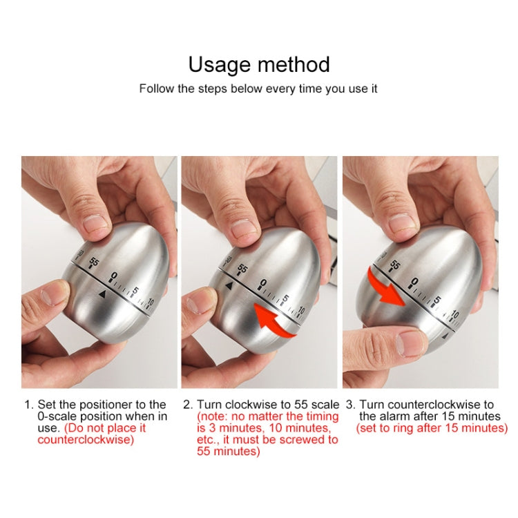 Mechanical Egg Kitchen Cooking Timer Alarm 60 Minutes Stainless Steel Kitchen Tools by bashfashion
