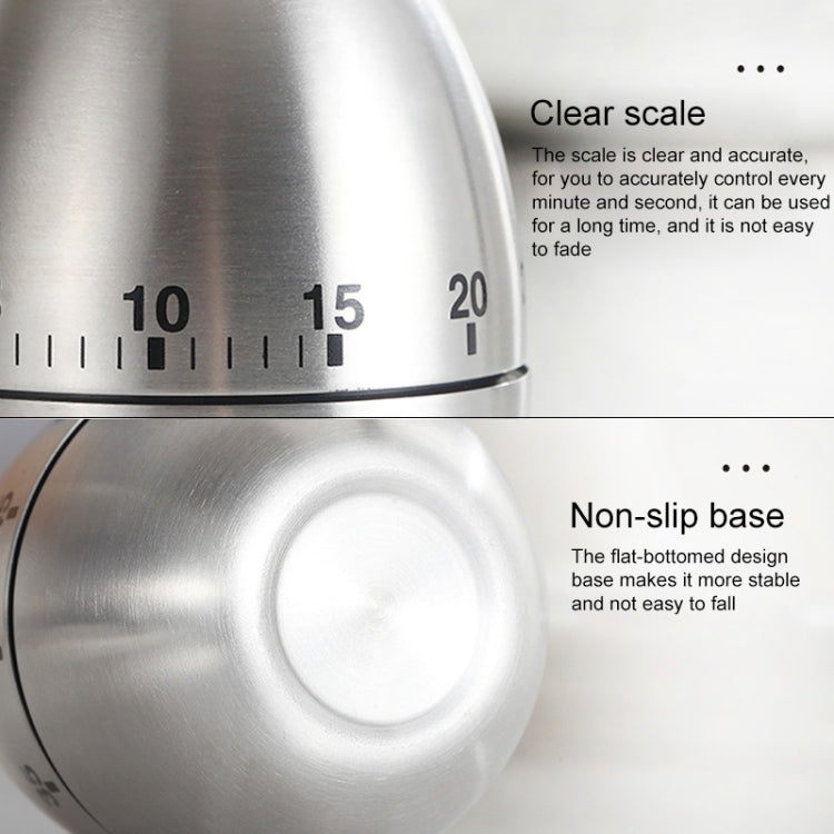 Mechanical Egg Kitchen Cooking Timer Alarm 60 Minutes Stainless Steel Kitchen Tools by bashfashion