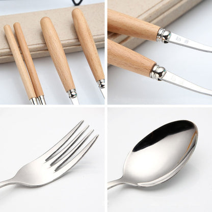3 in 1 Spoon Chopsticks Fork Cutlery Set Three-piece Creative Work Students Portable Tableware(Two-piece wooden spoon chopsticks) by bashfashion