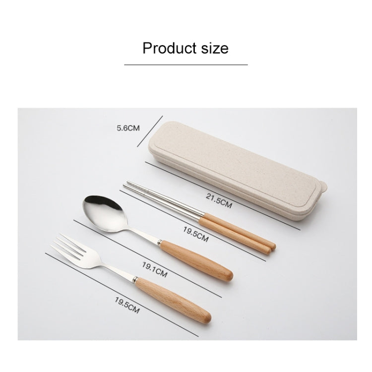 3 in 1 Spoon Chopsticks Fork Cutlery Set Three-piece Creative Work Students Portable Tableware(Two-piece wooden spoon chopsticks) by bashfashion