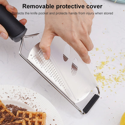 Cheese Grater Stainless Steel Blade Cheese Slicer Lemon Grater Chocolate Scraping Planer with Protective Cover(Black) by bashfashion