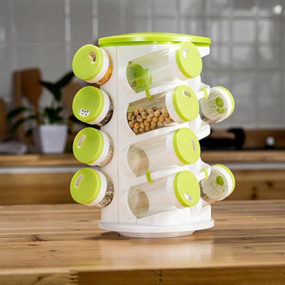 16pcs / Set Seasoning Cans Pepper Salt Cruet Plastic Bottle Kitchen Spice Jar Pepper Shaker Box Spice Rack Set by bashfashion