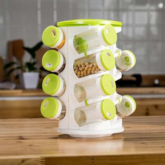 16pcs / Set Seasoning Cans Pepper Salt Cruet Plastic Bottle Kitchen Spice Jar Pepper Shaker Box Spice Rack Set by bashfashion