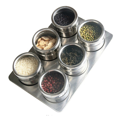 6 in 1 Kitchen Stainless Steel Salt Condiment Set Spice Jars Container Spice Bottles by bashfashion