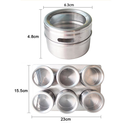6 in 1 Kitchen Stainless Steel Salt Condiment Set Spice Jars Container Spice Bottles by bashfashion