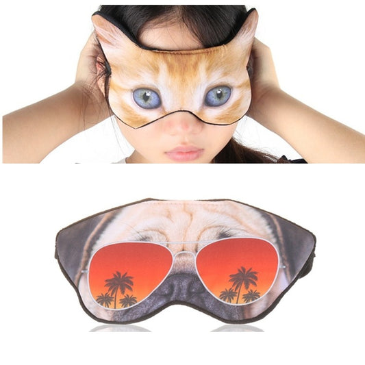 3D Eye Mask Shading Sleeping Cartoon Animal Printed Eye Mask(Glasses Dog) by bashfashion