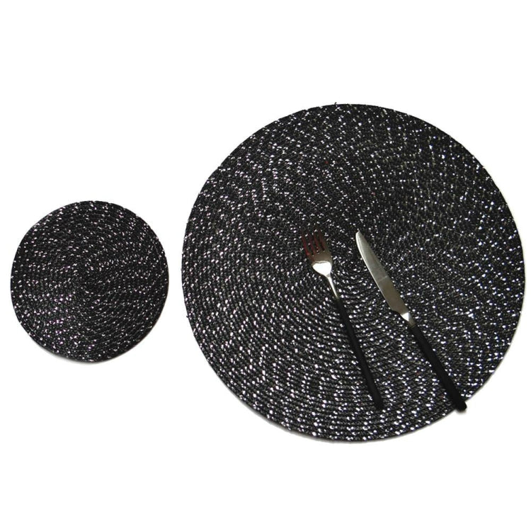 2 PCS PP Round Oval Woven Placemat, Size:Diameter 36cm(Black) by bashfashion