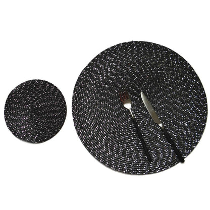 2 PCS PP Round Oval Woven Placemat, Size:Diameter 36cm(Black) by bashfashion
