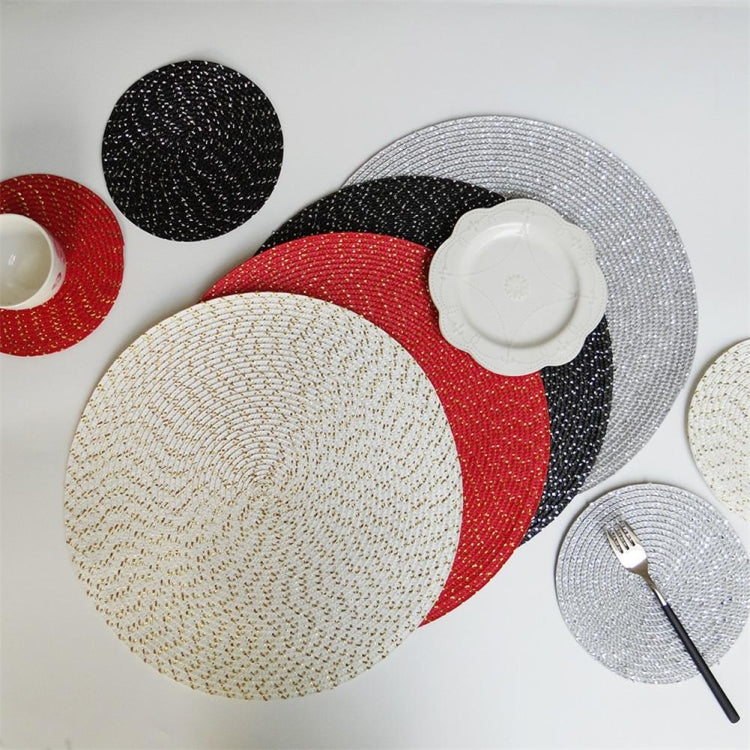 2 PCS PP Round Oval Woven Placemat, Size:Diameter 36cm(Gray) by bashfashion