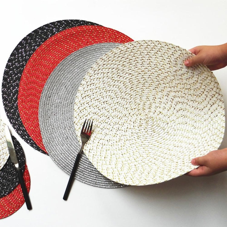 2 PCS PP Round Oval Woven Placemat, Size:Diameter 36cm(Gray) by bashfashion