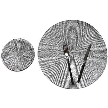 2 PCS PP Round Oval Woven Placemat, Size:Diameter 36cm(Gray) by bashfashion