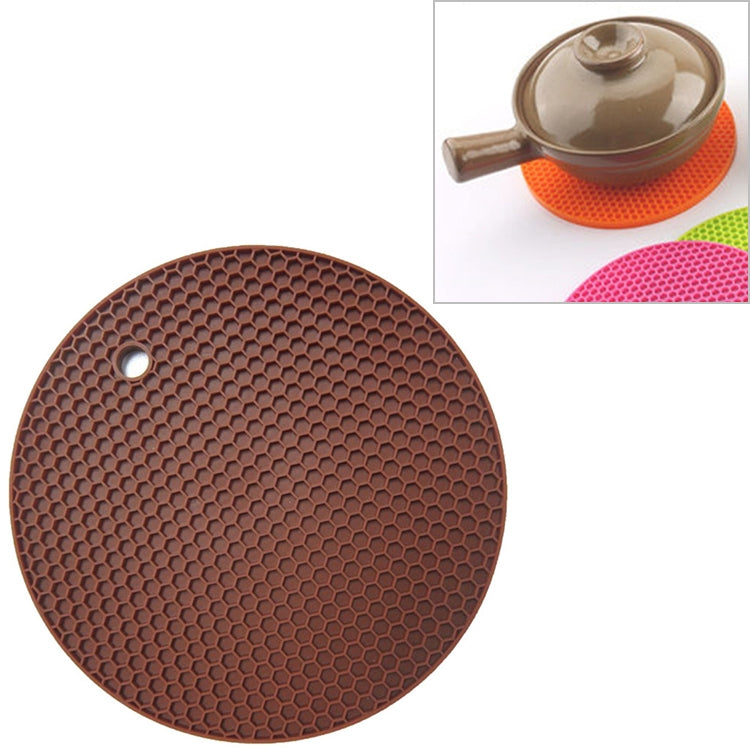 Honeycomb Silicone Round Non-slip Heat Resistant Mat, Size: 18x18x0.8cm(Coffee) by bashfashion