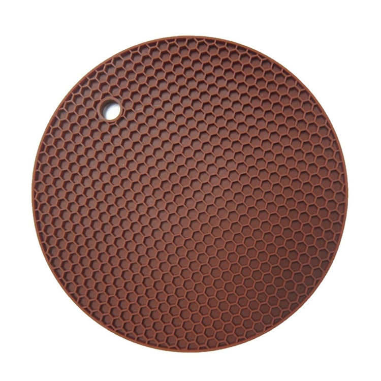 Honeycomb Silicone Round Non-slip Heat Resistant Mat, Size: 18x18x0.8cm(Coffee) by bashfashion