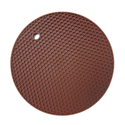 Honeycomb Silicone Round Non-slip Heat Resistant Mat, Size: 18x18x0.8cm(Coffee) by bashfashion