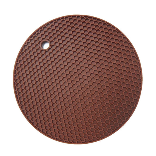 Honeycomb Silicone Round Non-slip Heat Resistant Mat, Size: 18x18x0.8cm(Coffee) by bashfashion