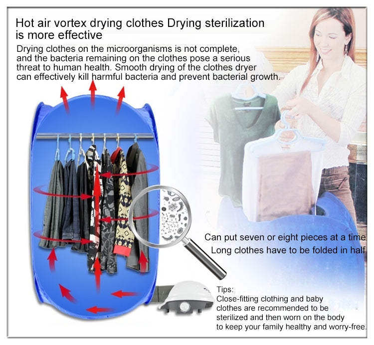 Foldable Free Installation Portable Household Mini Clothes Dryer(Blue) by bashfashion
