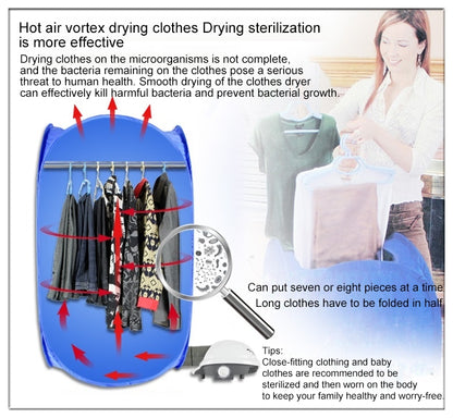 Foldable Free Installation Portable Household Mini Clothes Dryer(Blue) by bashfashion