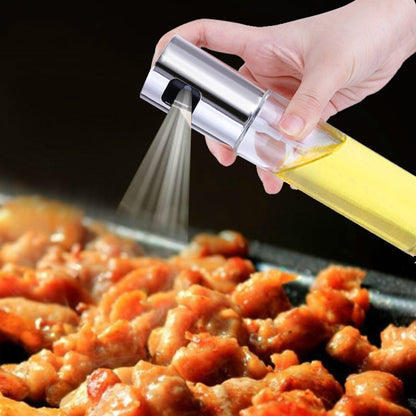 Kitchen Glass Olive Oil Spray Bottle Vinegar Oil Sprayer Seasoning Bottle(Silver) by bashfashion