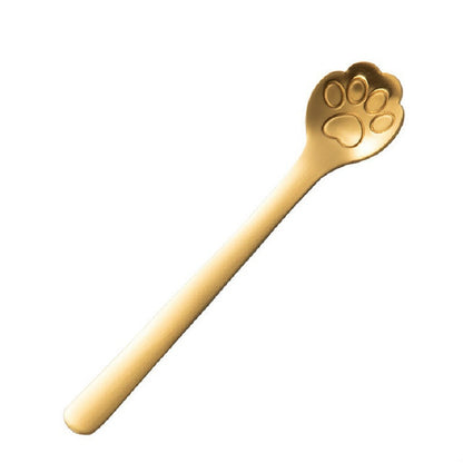 Stainless Steel Creative Cat Claw Coffee Spoon Dessert Cake Spoon, Style:Cat Claw Spoon, Color:Gold by bashfashion