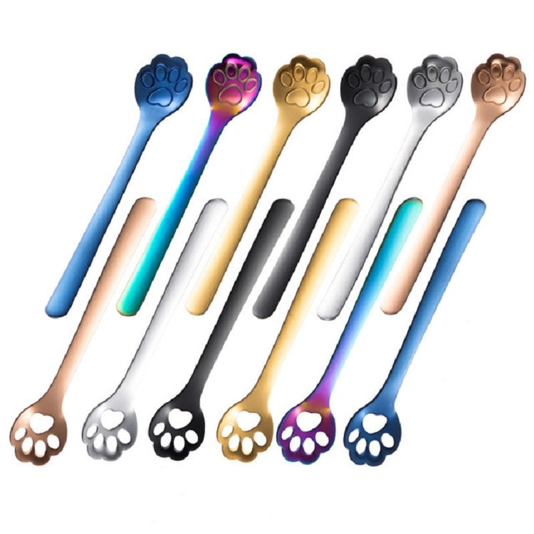 Stainless Steel Creative Cat Claw Coffee Spoon Dessert Cake Spoon, Style:Cat Claw Spoon, Color:Gold by bashfashion