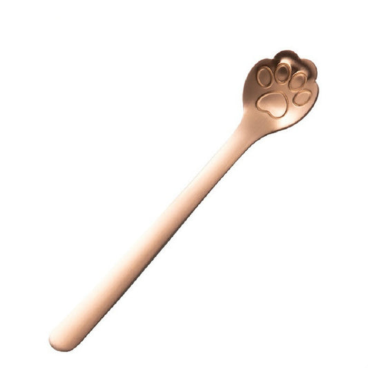 Stainless Steel Creative Cat Claw Coffee Spoon Dessert Cake Spoon, Style:Cat Claw Spoon, Color:Rose Gold by bashfashion