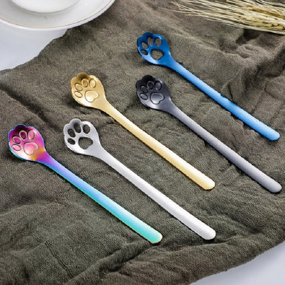 Stainless Steel Creative Cat Claw Coffee Spoon Dessert Cake Spoon, Style:Cat Claw Spoon, Color:Rose Gold by bashfashion