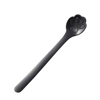 Stainless Steel Creative Cat Claw Coffee Spoon Dessert Cake Spoon, Style:Cat Claw Spoon, Color:Black by bashfashion