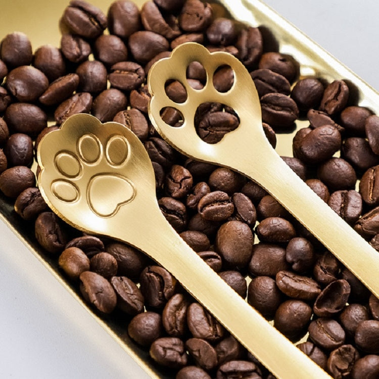 Stainless Steel Creative Cat Claw Coffee Spoon Dessert Cake Spoon, Style:Cat Claw Spoon, Color:Black by bashfashion