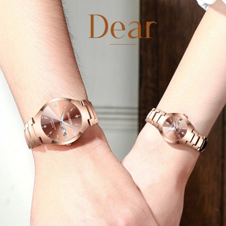 FNGEEN 5808 Women Fashion Steel Strap Quartz Watch Couple Watch(Brown Steel Coffee Surface) by FNGEEN