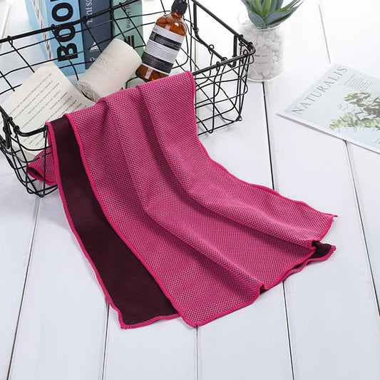 Absorbent Polyester Quick-drying Breathable Cold-skinned Fitness Sports Portable Towel(Magenta) by bashfashion