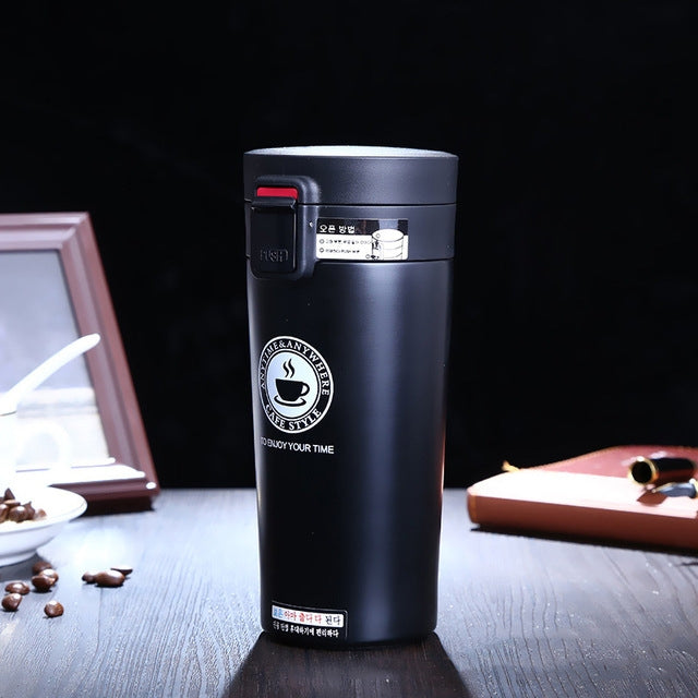 Stainless Steel Thermos Cups Insulated Tumbler, Capacity:380ml(BLACK) by KARASSBEAR