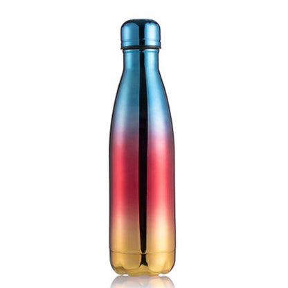 Thermal Cup Vacuum Flask Heat Water Bottle Portable Stainless Steel Sports Kettle, Capacity:500ml(Blue Red Gold) by bashfashion