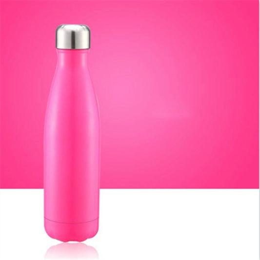 Thermal Cup Vacuum Flask Heat Water Bottle Portable Stainless Steel Sports Kettle, Capacity:500ml(Pink) by bashfashion