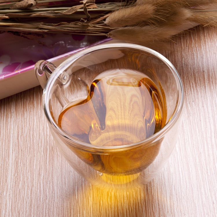 Heart Shaped Double Wall Glass Mug Resistant Transparent Tea Cups(240ml) by bashfashion