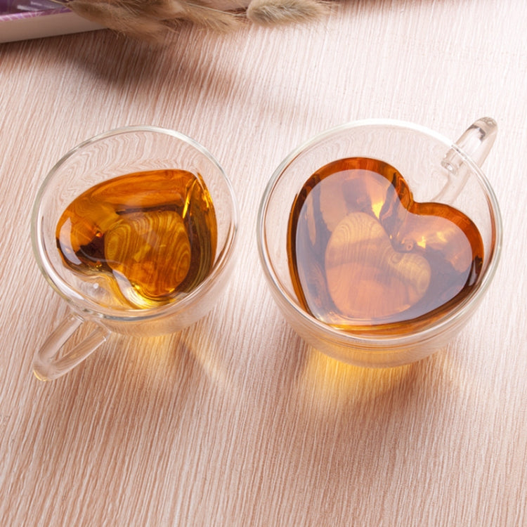 Heart Shaped Double Wall Glass Mug Resistant Transparent Tea Cups(180ml) by bashfashion