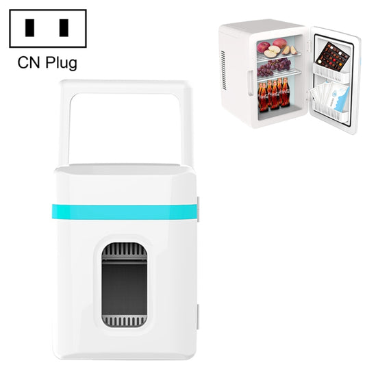 10L Mini Refrigerator Car Home Dual-use Small Dormitory Refrigerator, CN Plug(White Blue) by bashfashion