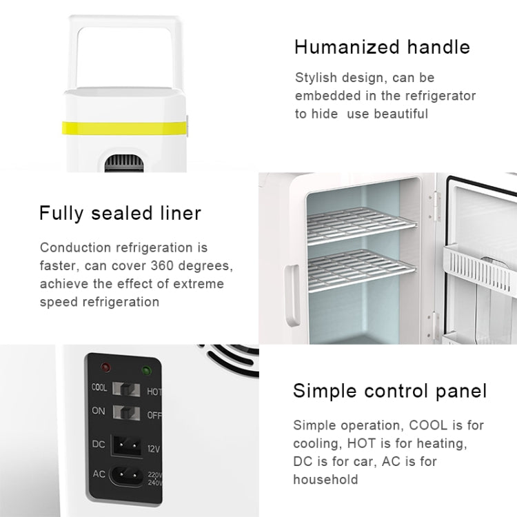 10L Mini Refrigerator Car Home Dual-use Small Dormitory Refrigerator, CN Plug(White Blue) by bashfashion