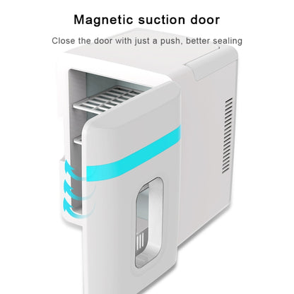 10L Mini Refrigerator Car Home Dual-use Small Dormitory Refrigerator, CN Plug(White Blue) by bashfashion