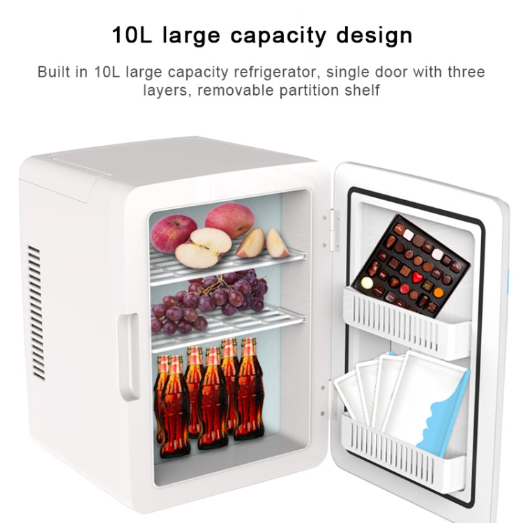 10L Mini Refrigerator Car Home Dual-use Small Dormitory Refrigerator, CN Plug(White Blue) by bashfashion