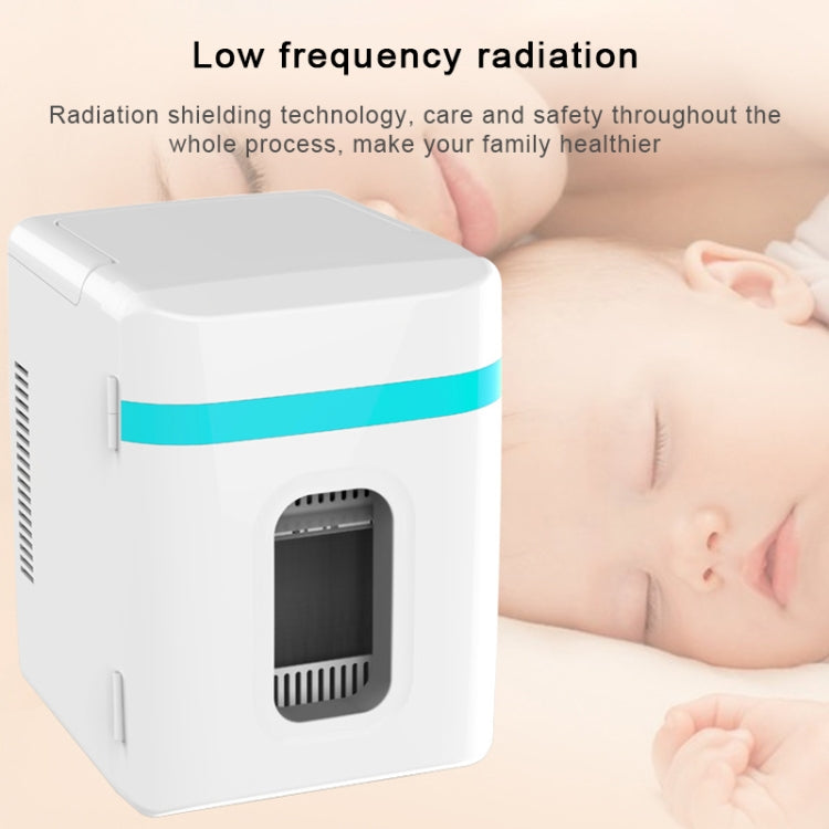 10L Mini Refrigerator Car Home Dual-use Small Dormitory Refrigerator, CN Plug(White Blue) by bashfashion