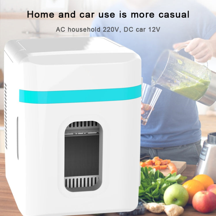 10L Mini Refrigerator Car Home Dual-use Small Dormitory Refrigerator, CN Plug(White Blue) by bashfashion