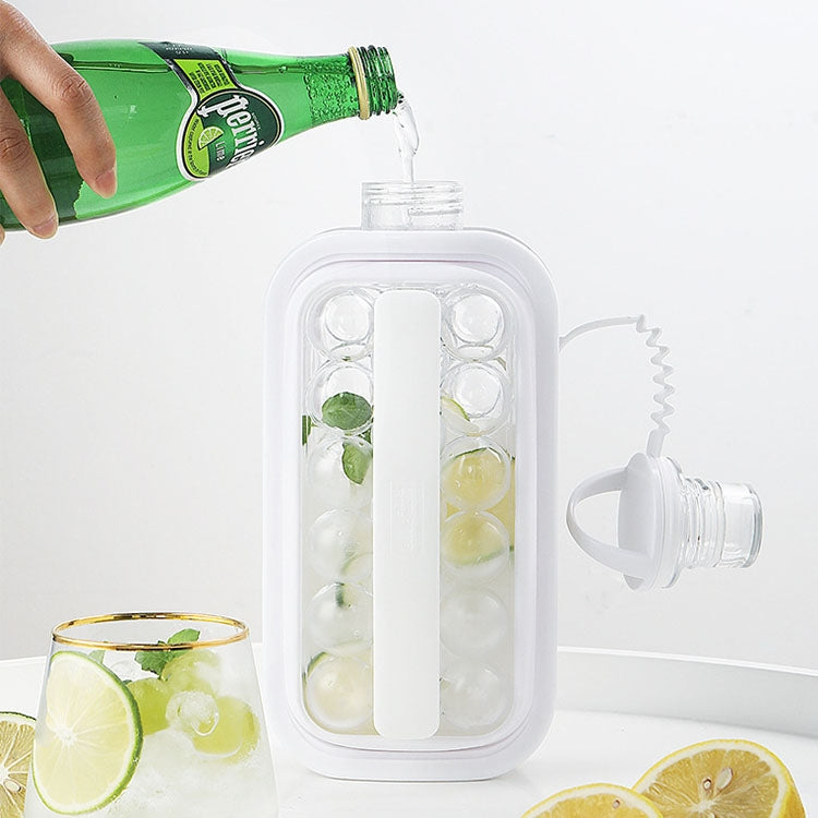 2 in 1 Round Ice Cube Mold Portable Ice Ball Maker Bottle Kettle with Lid White by bashfashion