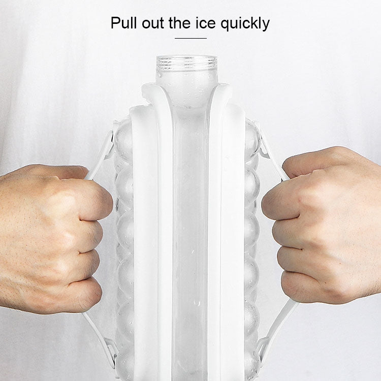 2 in 1 Round Ice Cube Mold Portable Ice Ball Maker Bottle Kettle with Lid White by bashfashion