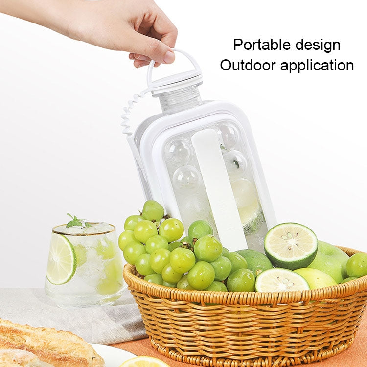 2 in 1 Round Ice Cube Mold Portable Ice Ball Maker Bottle Kettle with Lid White by bashfashion
