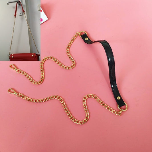 Women Bag PU Leather Chain Long Shoulder Strap Bag Accessories(Mirror Black) by bashfashion